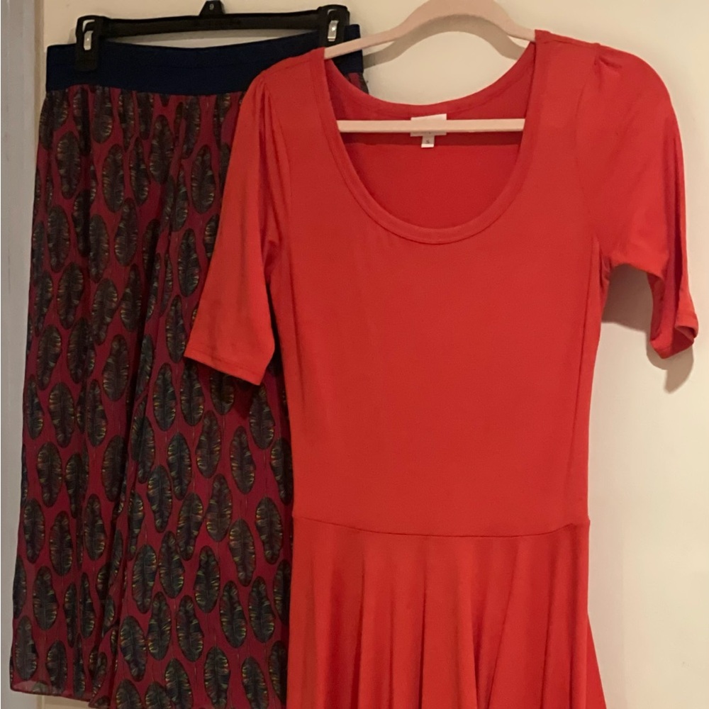 LuLaRoe Vibrant Orange Midi Dress